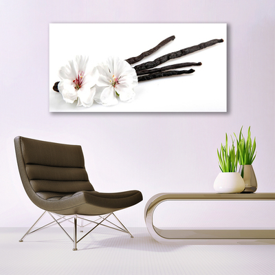 Glass Wall Art Flower floral white