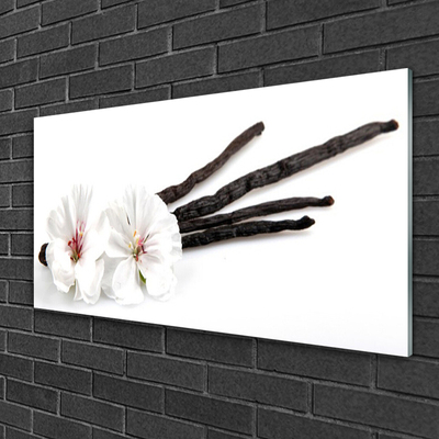 Glass Wall Art Flower floral white