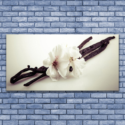 Glass Wall Art Flowers floral white