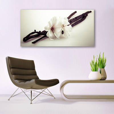 Glass Wall Art Flowers floral white