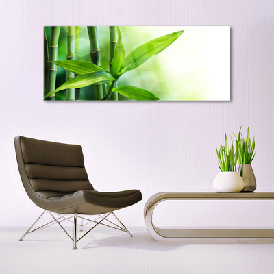 Glass Wall Art Bamboo canes floral green