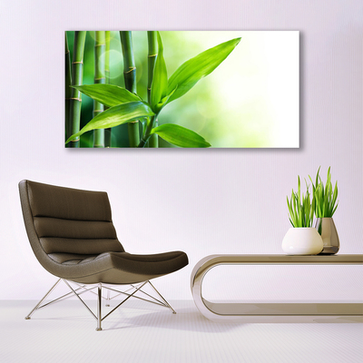 Glass Wall Art Bamboo canes floral green