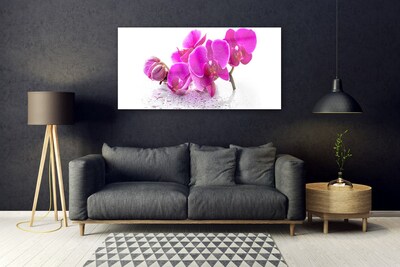 Glass Wall Art Flowers floral pink