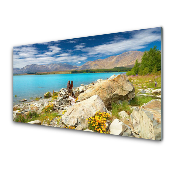 Glass Wall Art Sea landscape blue