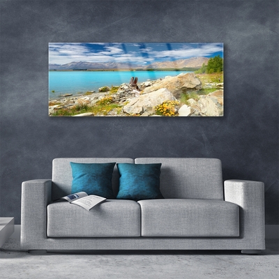 Glass Wall Art Sea landscape blue