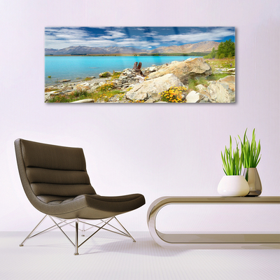 Glass Wall Art Sea landscape blue