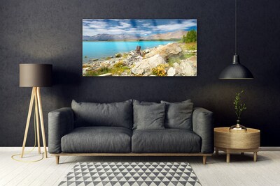 Glass Wall Art Sea landscape blue