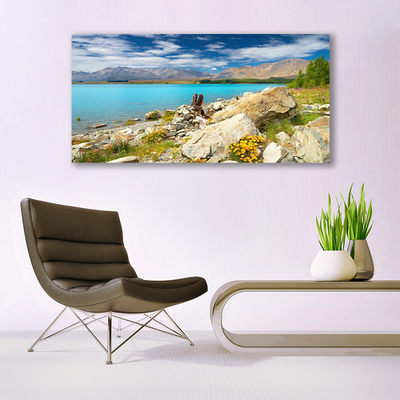 Glass Wall Art Sea landscape blue