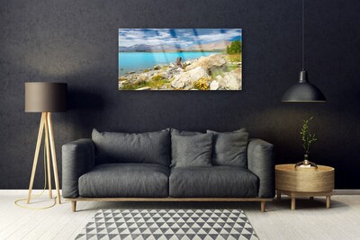 Glass Wall Art Sea landscape blue