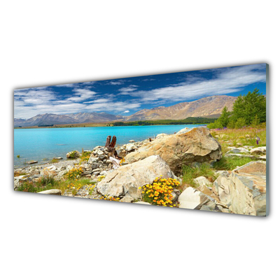 Glass Wall Art Sea landscape blue