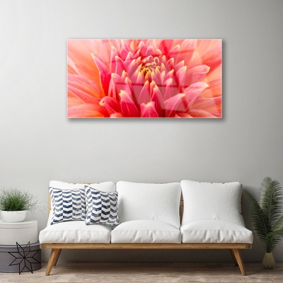 Glass Wall Art Flower floral orange