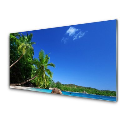 Glass Wall Art Palm trees landscape brown green