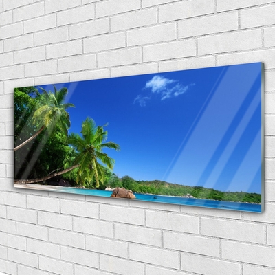 Glass Wall Art Palm trees landscape brown green