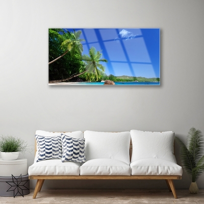 Glass Wall Art Palm trees landscape brown green