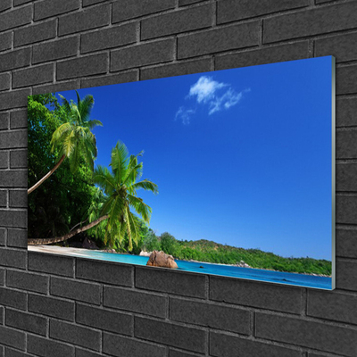 Glass Wall Art Palm trees landscape brown green