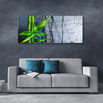 Glass Wall Art Bamboo stalks floral green