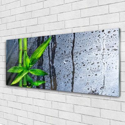 Glass Wall Art Bamboo stalks floral green