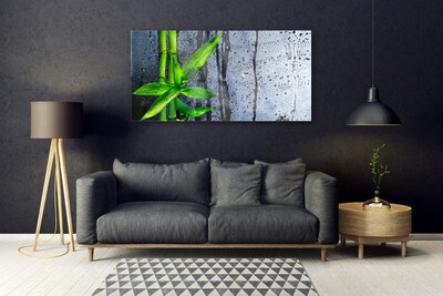 Glass Wall Art Bamboo stalks floral green