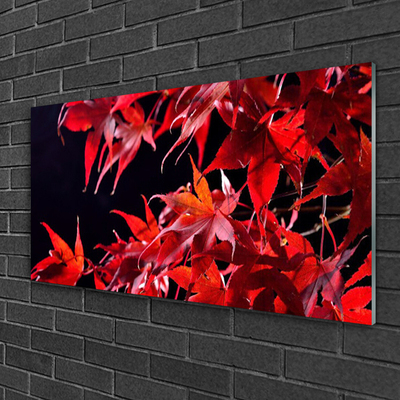 Glass Wall Art Leaves floral orange