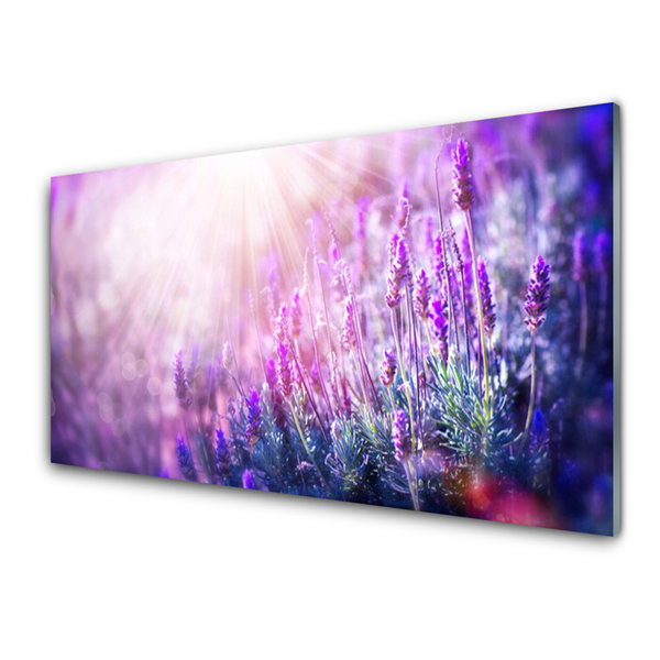 Glass Wall Art Flowers floral pink purple