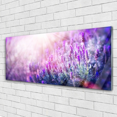 Glass Wall Art Flowers floral pink purple