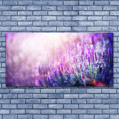 Glass Wall Art Flowers floral pink purple