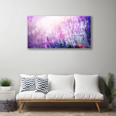 Glass Wall Art Flowers floral pink purple