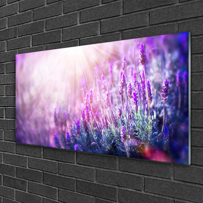 Glass Wall Art Flowers floral pink purple