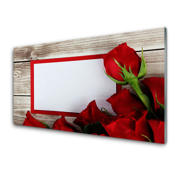 Glass Wall Art Roses floral red