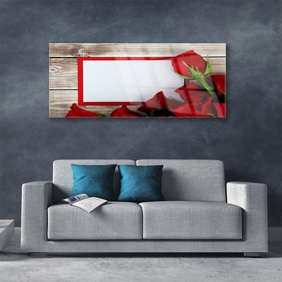 Glass Wall Art Roses floral red