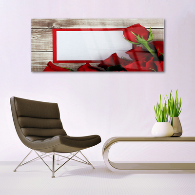 Glass Wall Art Roses floral red