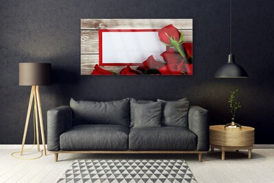 Glass Wall Art Roses floral red