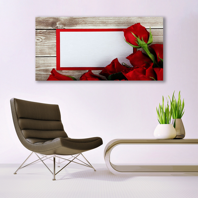 Glass Wall Art Roses floral red