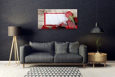 Glass Wall Art Roses floral red