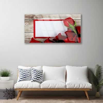 Glass Wall Art Roses floral red