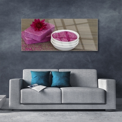 Glass Wall Art Sand soaps art pink