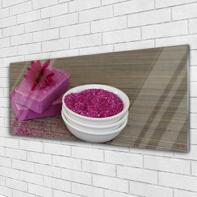 Glass Wall Art Sand soaps art pink