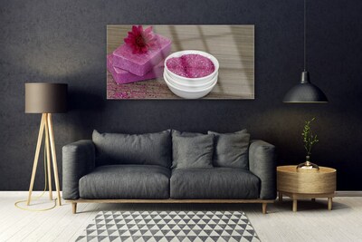 Glass Wall Art Sand soaps art pink