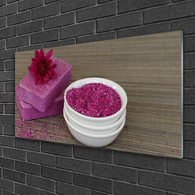 Glass Wall Art Sand soaps art pink