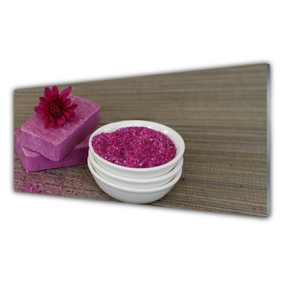 Glass Wall Art Sand soaps art pink