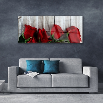 Glass Wall Art Roses floral red