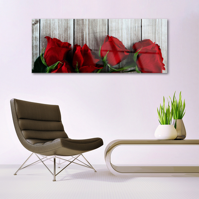 Glass Wall Art Roses floral red