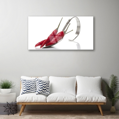 Glass Wall Art Chili spoon kitchen red silver