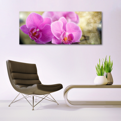 Glass Wall Art Flowers floral pink