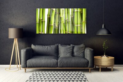 Glass Wall Art Bamboo canes floral green