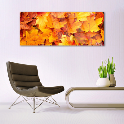 Glass Wall Art Leaves floral yellow