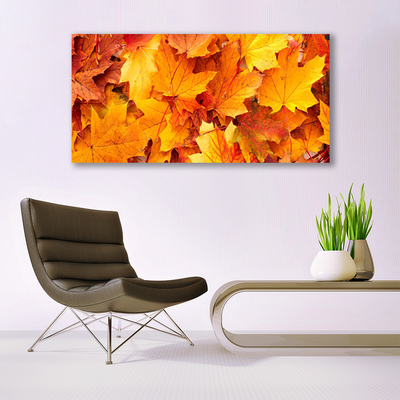 Glass Wall Art Leaves floral yellow