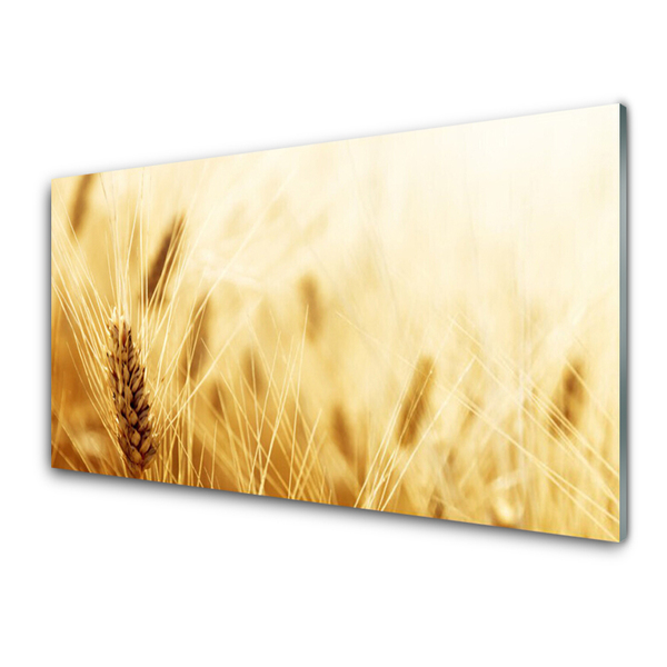 Glass Wall Art Wheat floral yellow