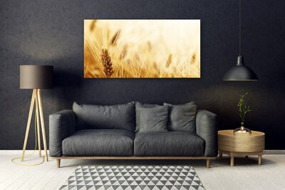 Glass Wall Art Wheat floral yellow