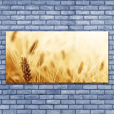 Glass Wall Art Wheat floral yellow